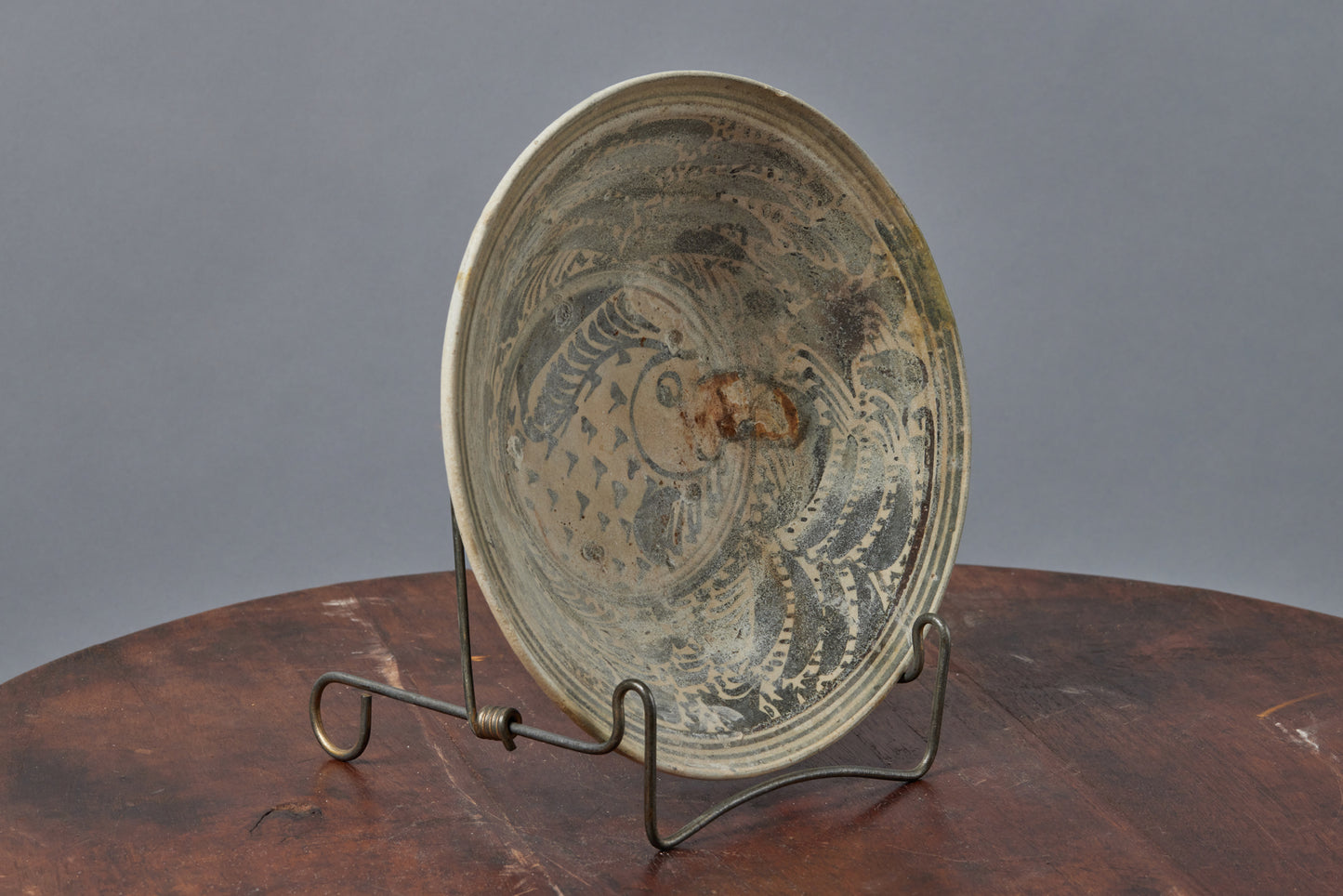 15th Century Sukhothai Fish Pattern Bowl with Floral Border