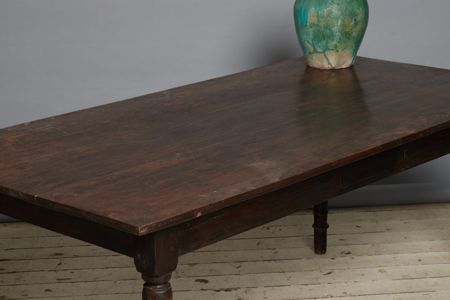 Early 20th Century Dutch Colonial Teak Dining Table with Turned Legs from Sumatra