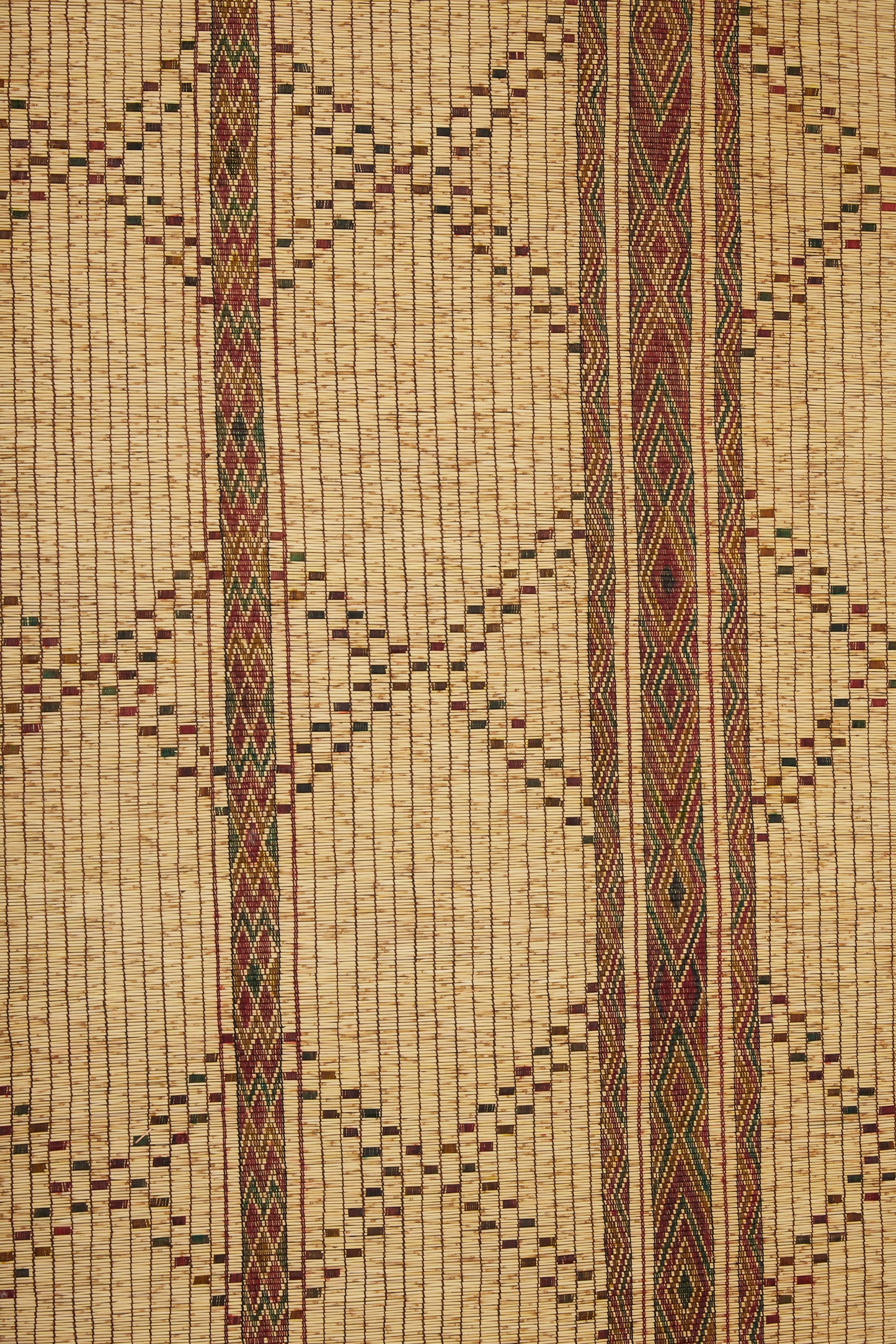 Medium Sized Tuareg with Decorative Polychrome Sripes Separating a Field of Checked Xs (7' 1" x 8'6")
