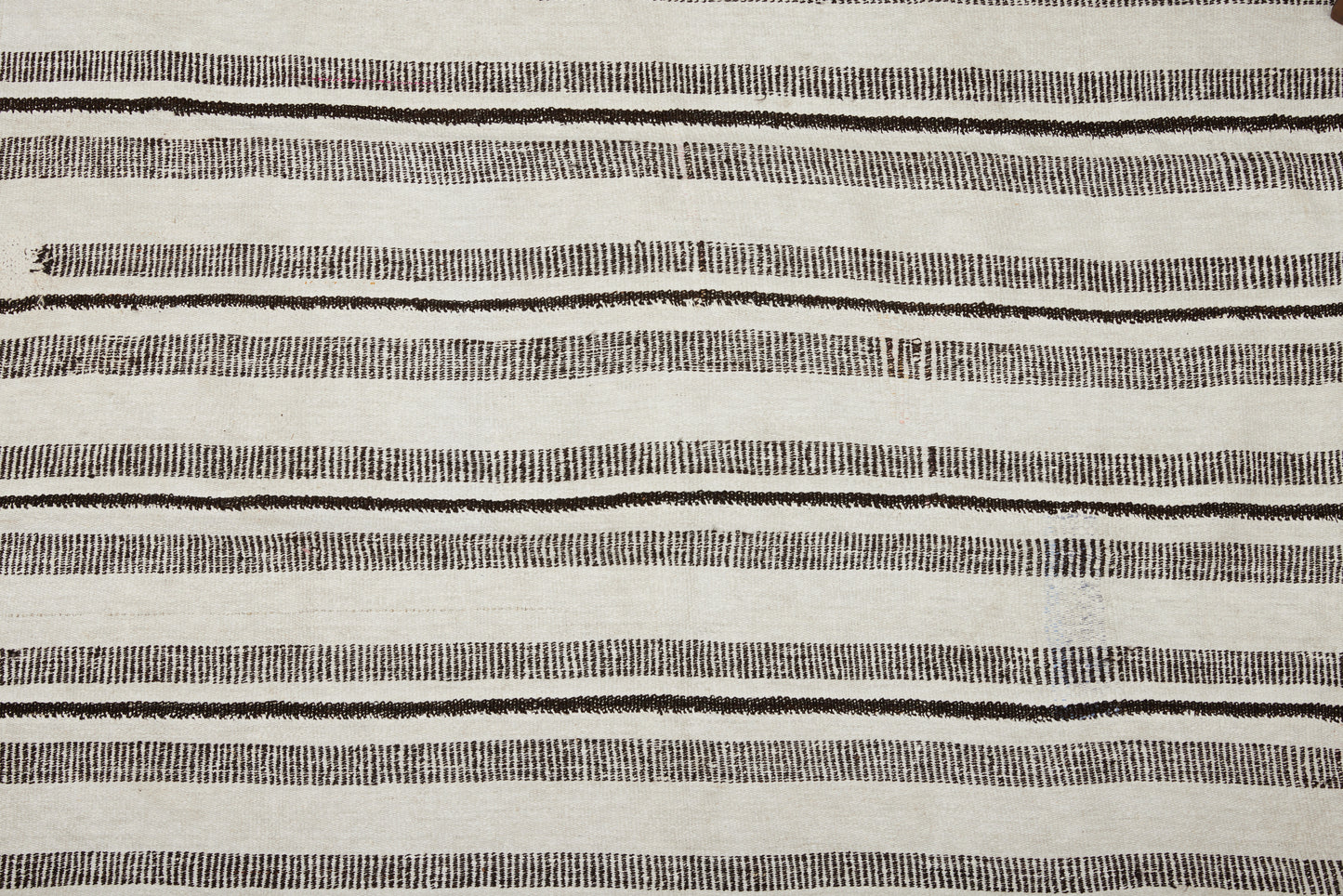 All Natural Hemp Carpet with Spun Chocolate Color Goat Hair Stripes (5' 3" x 6' 5")