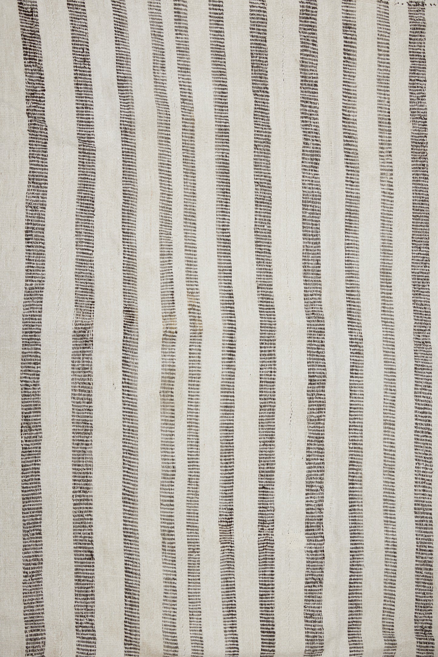 All-Natural Squarish Hemp Carpet with Segmented Chocolate Stripes of Natural Goat Hair (5' 3" x 6' 3.5")