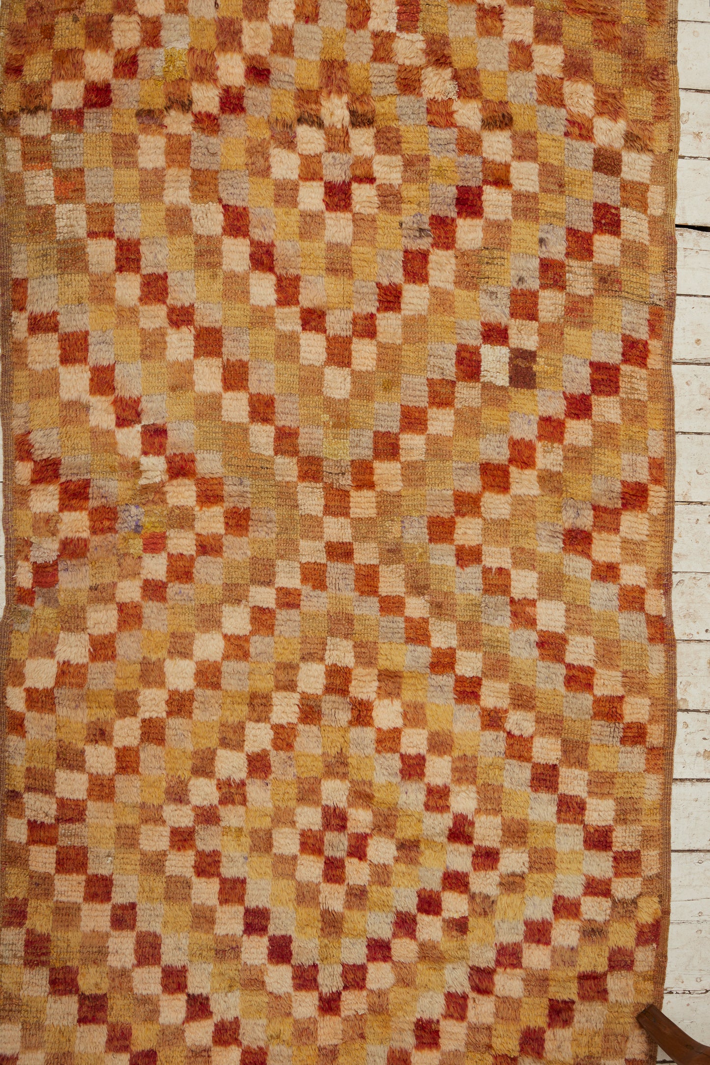 Late 19th Early 20th Century Checkerboard Konya Carpet (4' 3" x 8' 9")