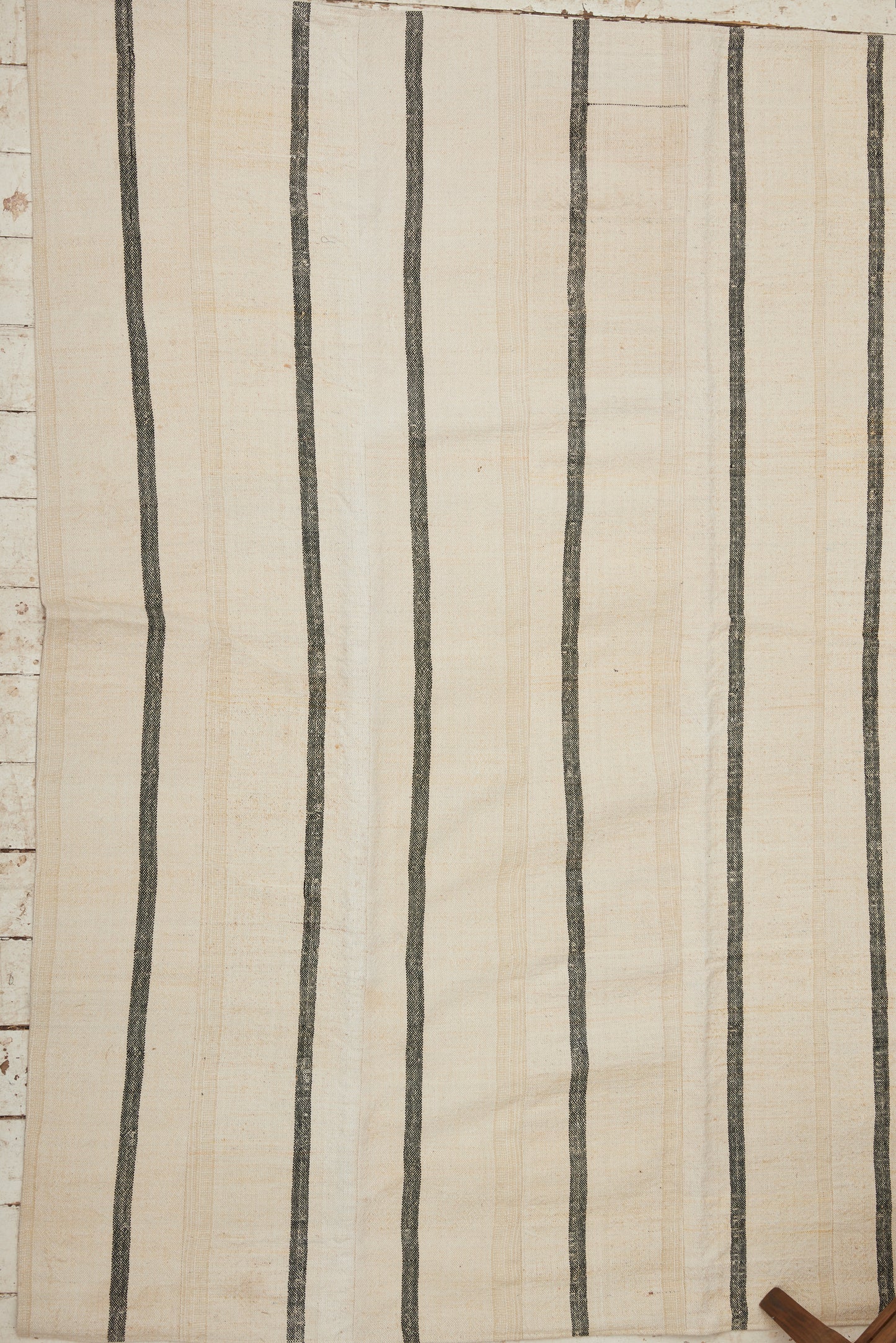 Natural Cream with Black Wool Stripes and a Sail Cloth Back (5' x 7')