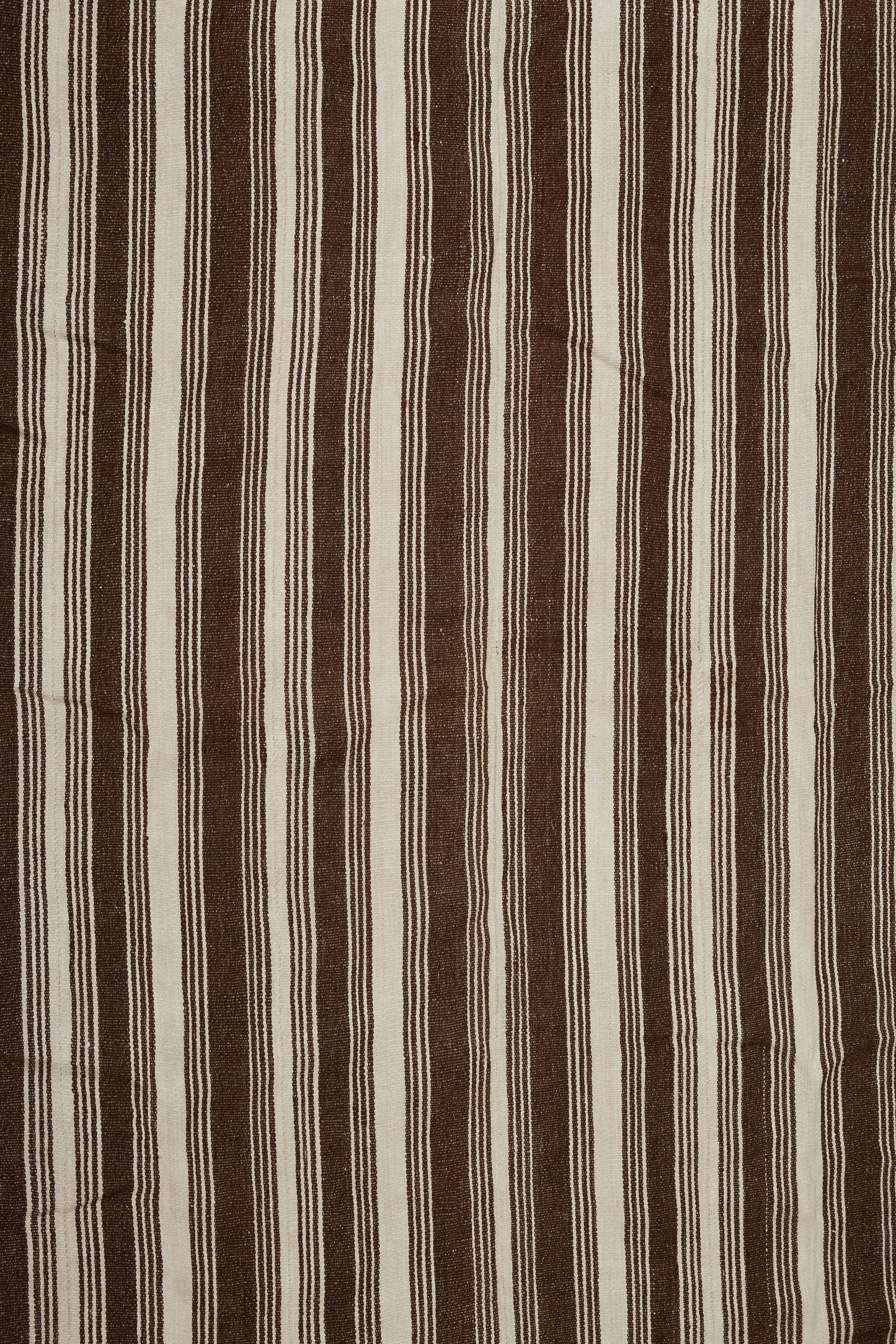 Flat Woven Hemp and Goat Hair Carpet with Broad Horizontal Stripes (6' 2" x 7' 2")