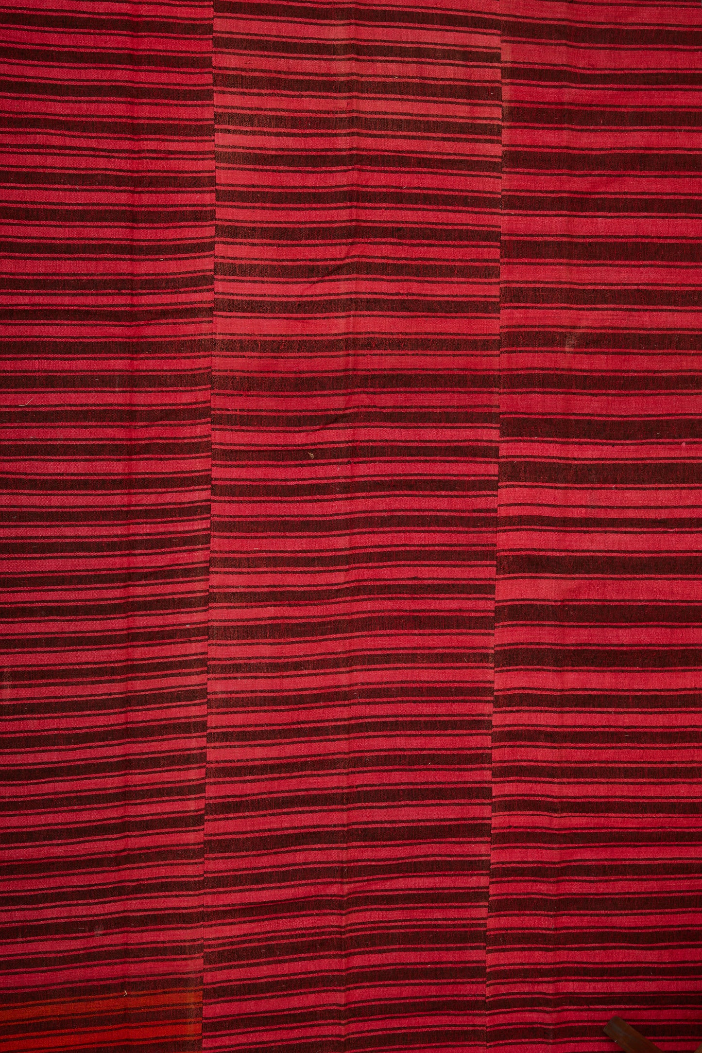 Magenta and Brown Striped Flat Woven Mersin Carpet (5' 10" x 8' 8")