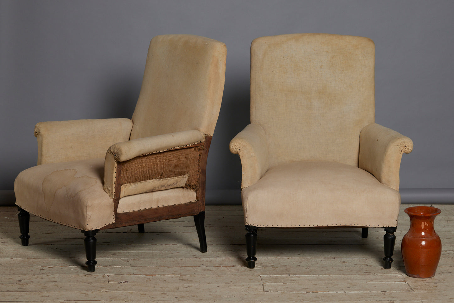 Pair of French Upholstered Armchairs