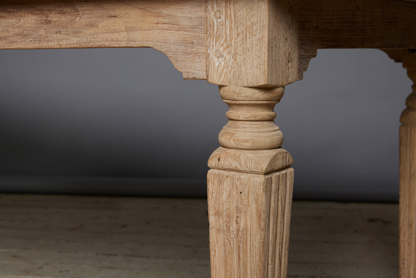 Late 19th Early 20th Century Readed Leg Bleached Teak Dining Table