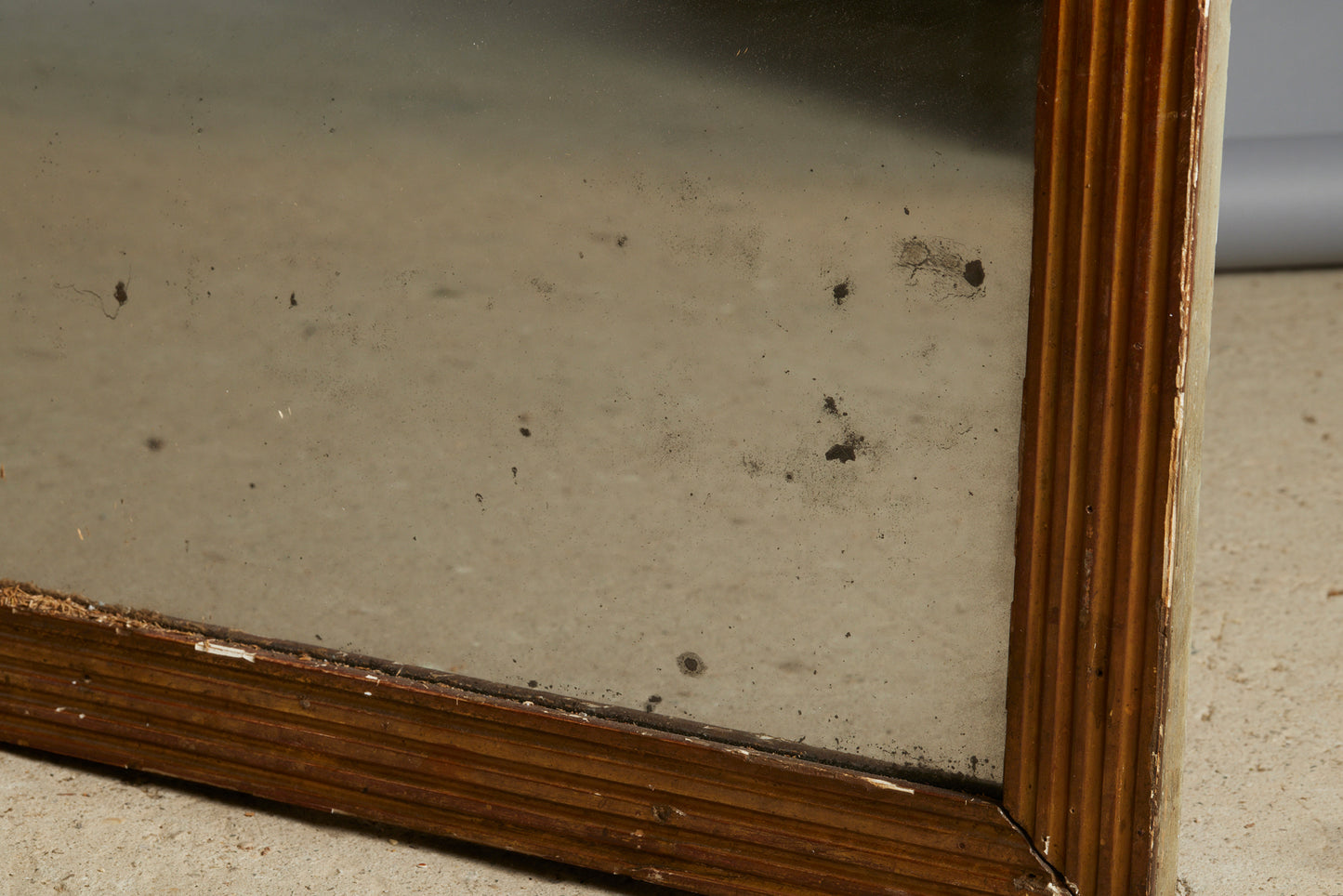 Large 18th Century French Mirror w/ Reeded Gilt Frame