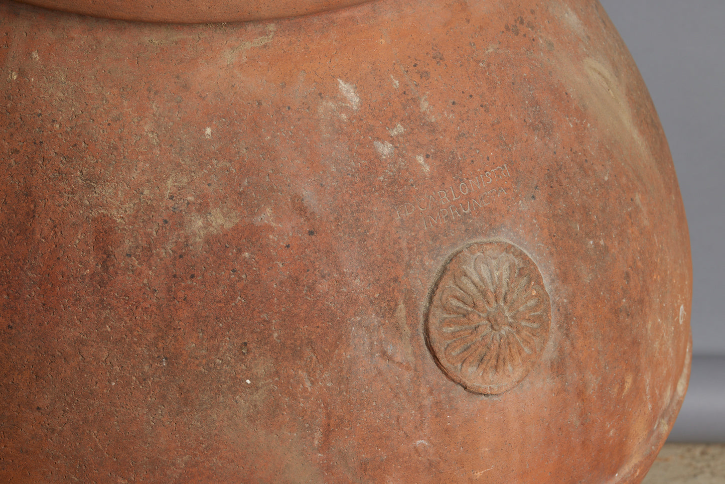 Large 19th Century Tuscan Oil Jar with a Stamped Impression of the Vineyard