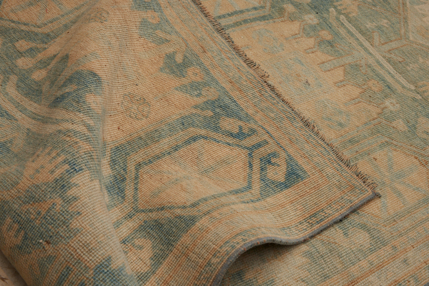 Pale Anatolian Runner with Repeating Medallions in Soft French Blue & Peach ................ (2' 8'' x 14' 7'')