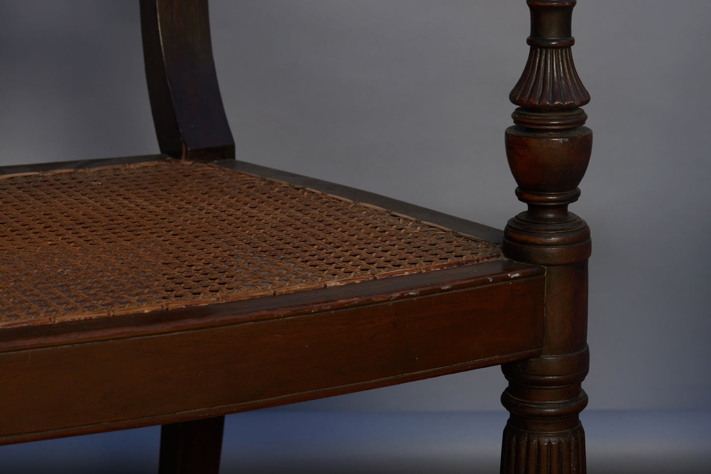 Pair of Rare 19th C. Teak & Rattan Ladder-back Raffles Chairs