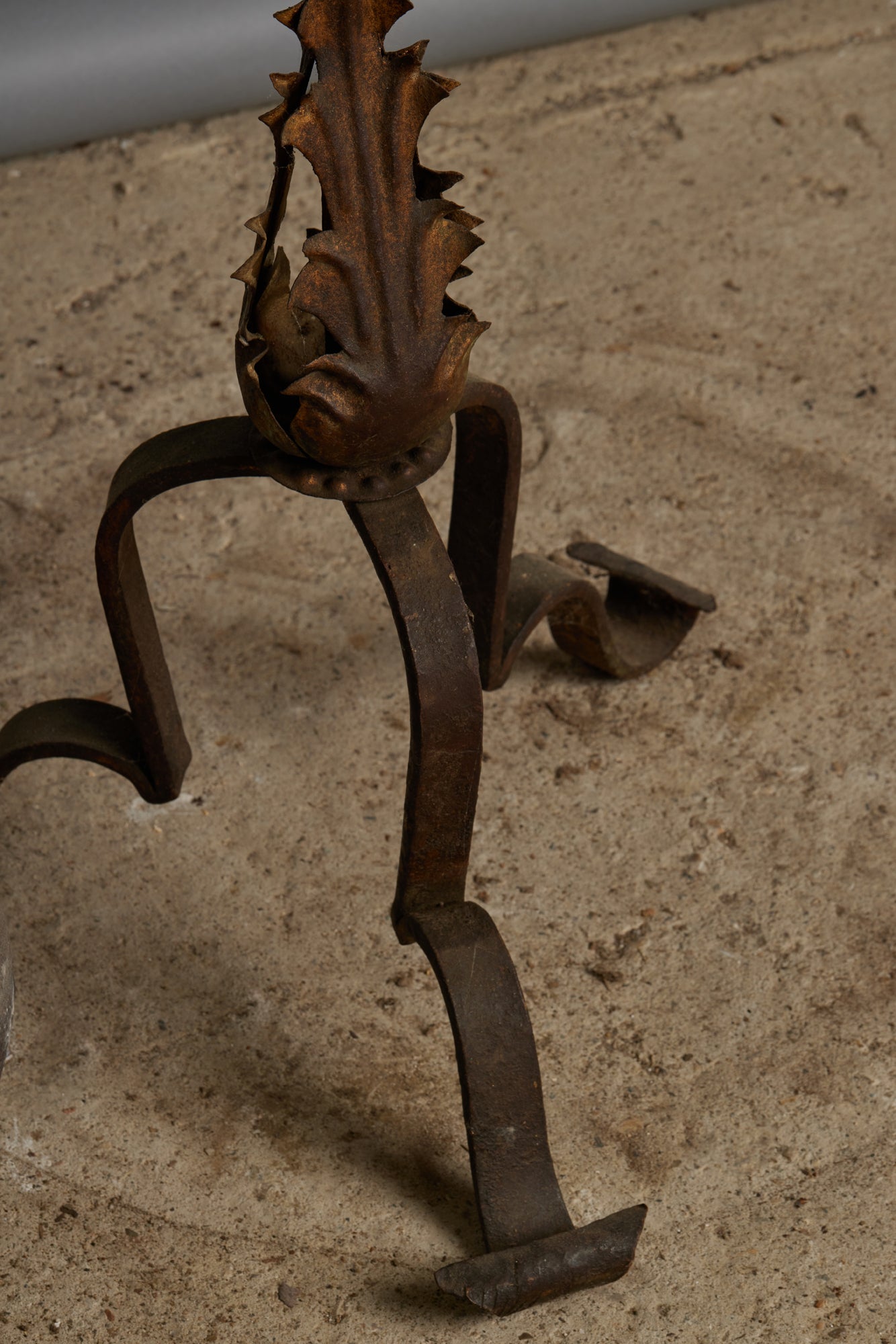 1940's Gilt Iron Spanish Floor Lamp in the Shape of an Altar Stick