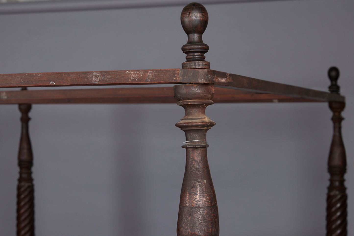 Third Quarter 19th Cent. Tall Four Poster Twisted Column Dutch Colonial Teak Bed from Jakarta