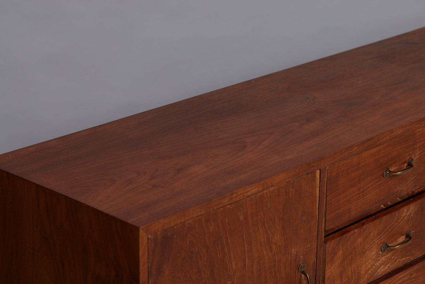 Mid Cent. Modern 3 Door 3 Drawer Teak Console from Java