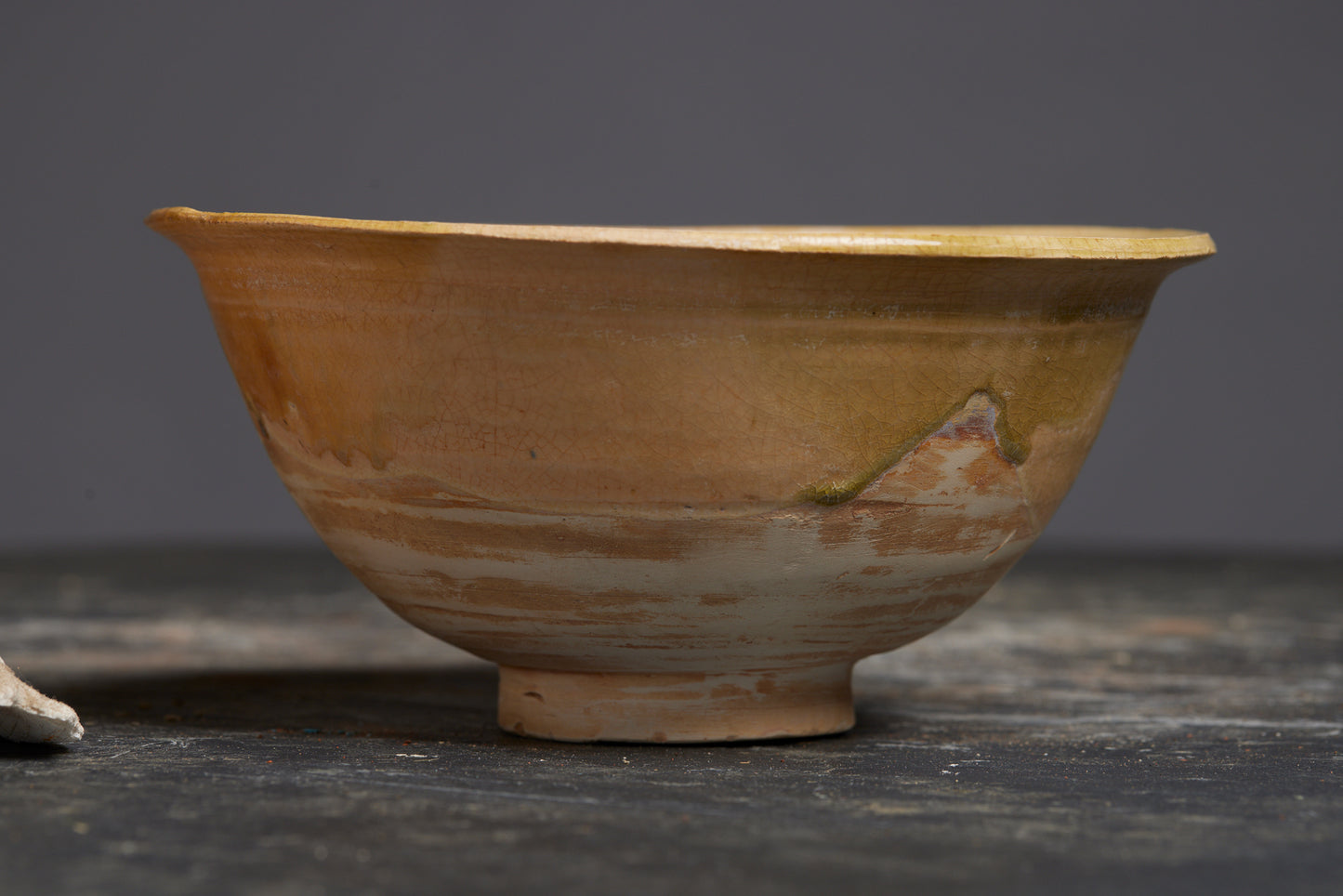 Large Yellow and Green Glaze Tang Dynasty Serving Bowl