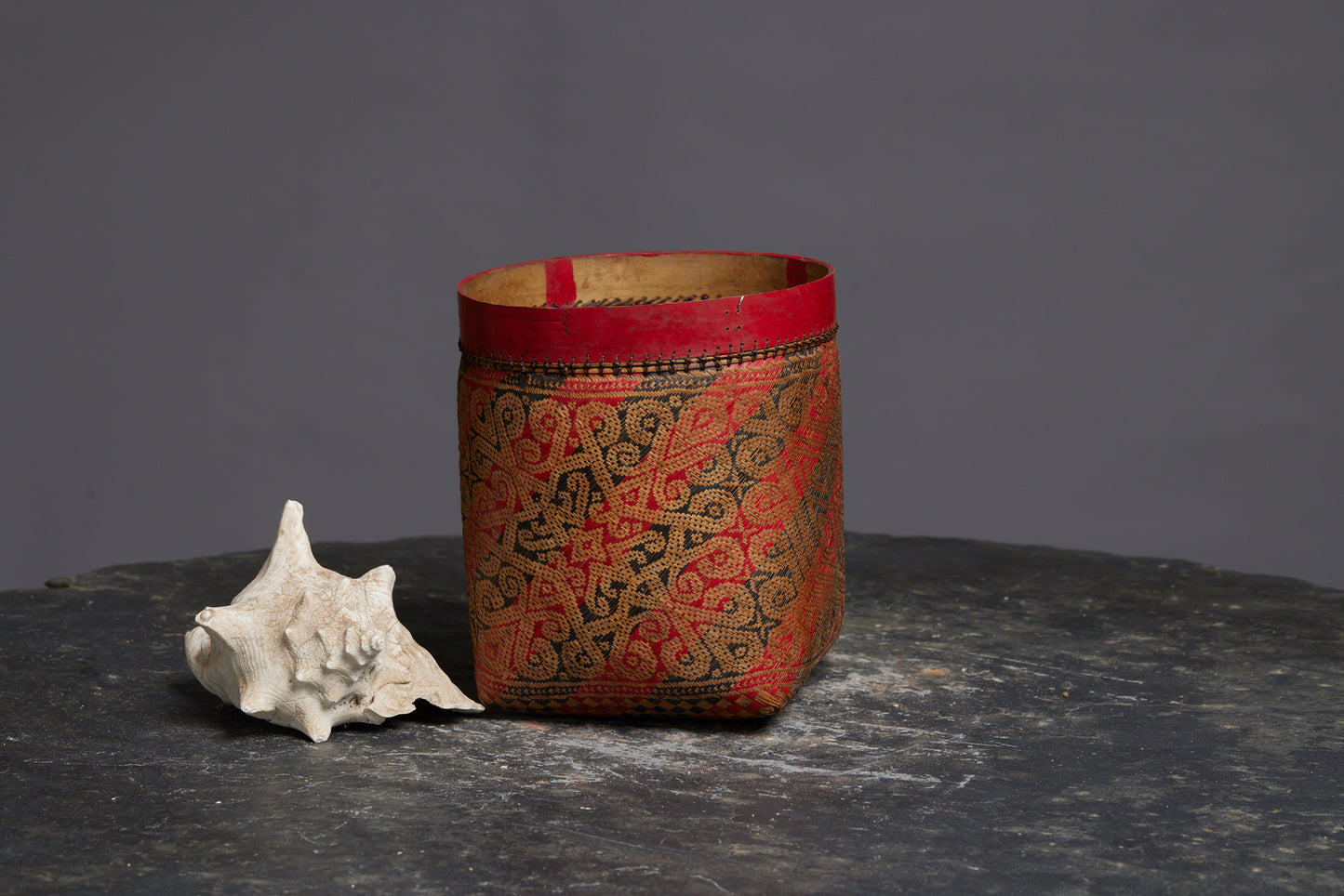 Large West Classic Red and Black Borneo Basket from a Bali Collection