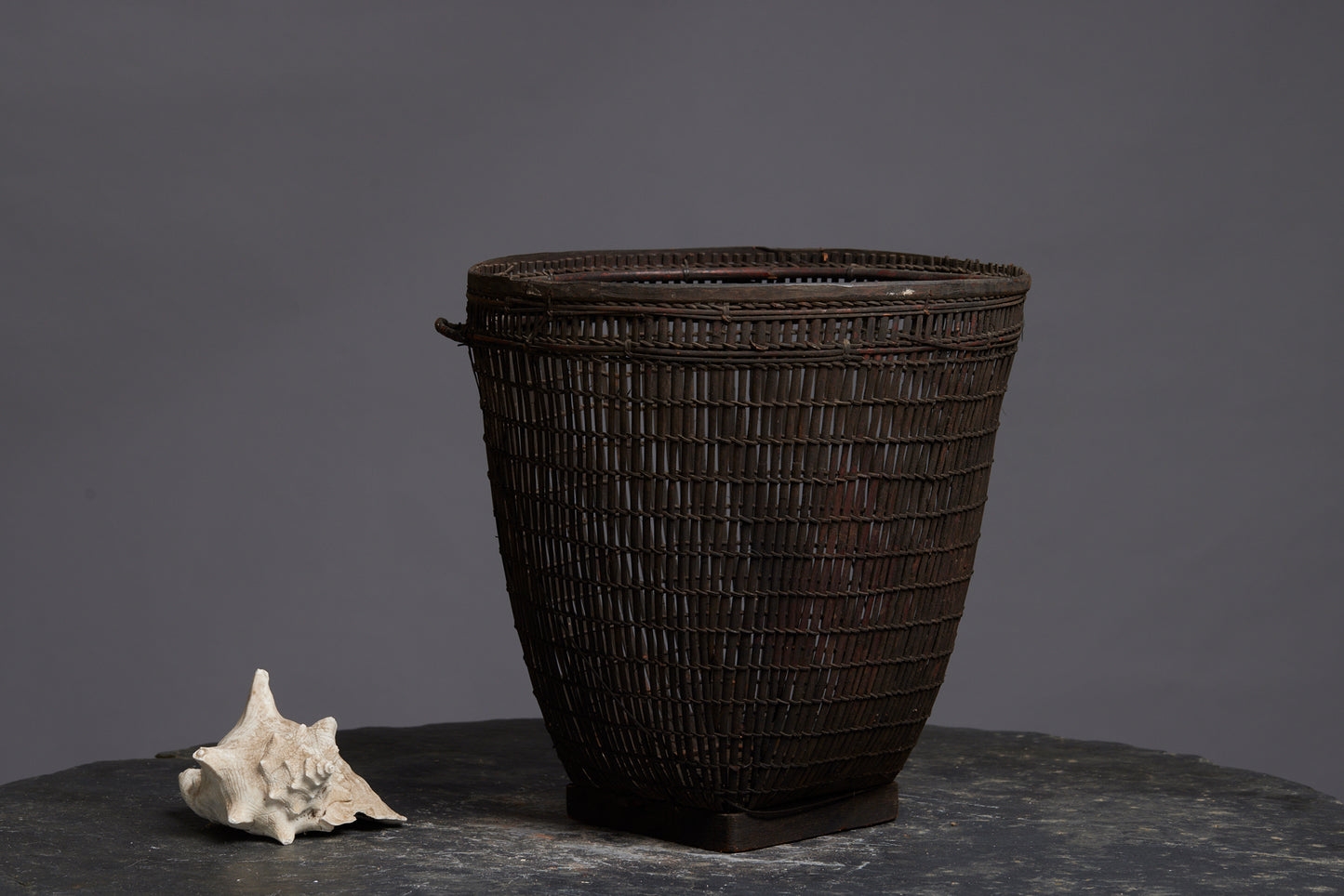 Open Work Gathering Basket from Sumatra with Two Applied Backpack Handles
