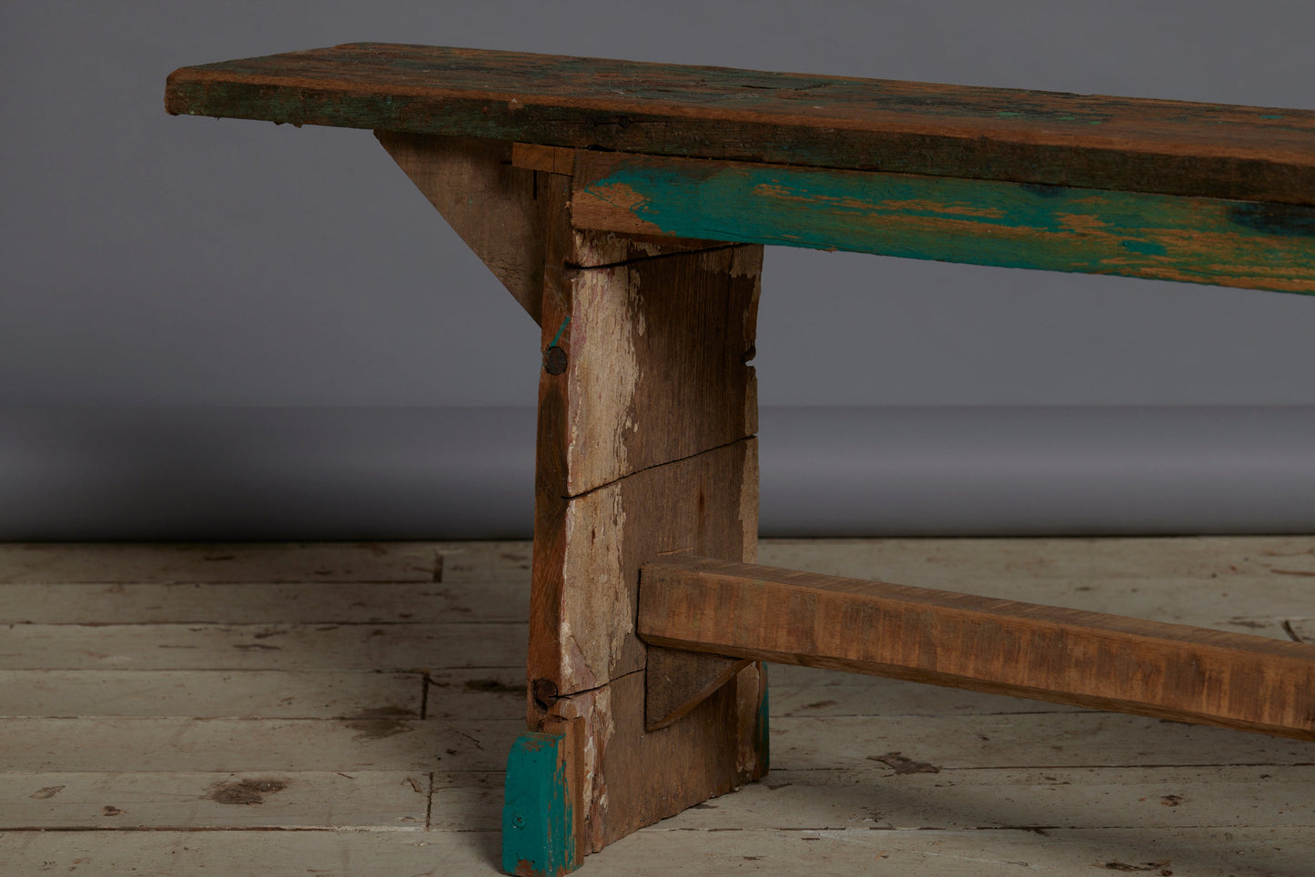 Long Stretcher Base Painted Teak bench from Java