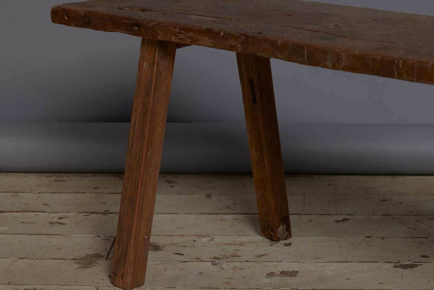 Wide Top Splayed Leg Teak Flat Bench from Jakarta - detail