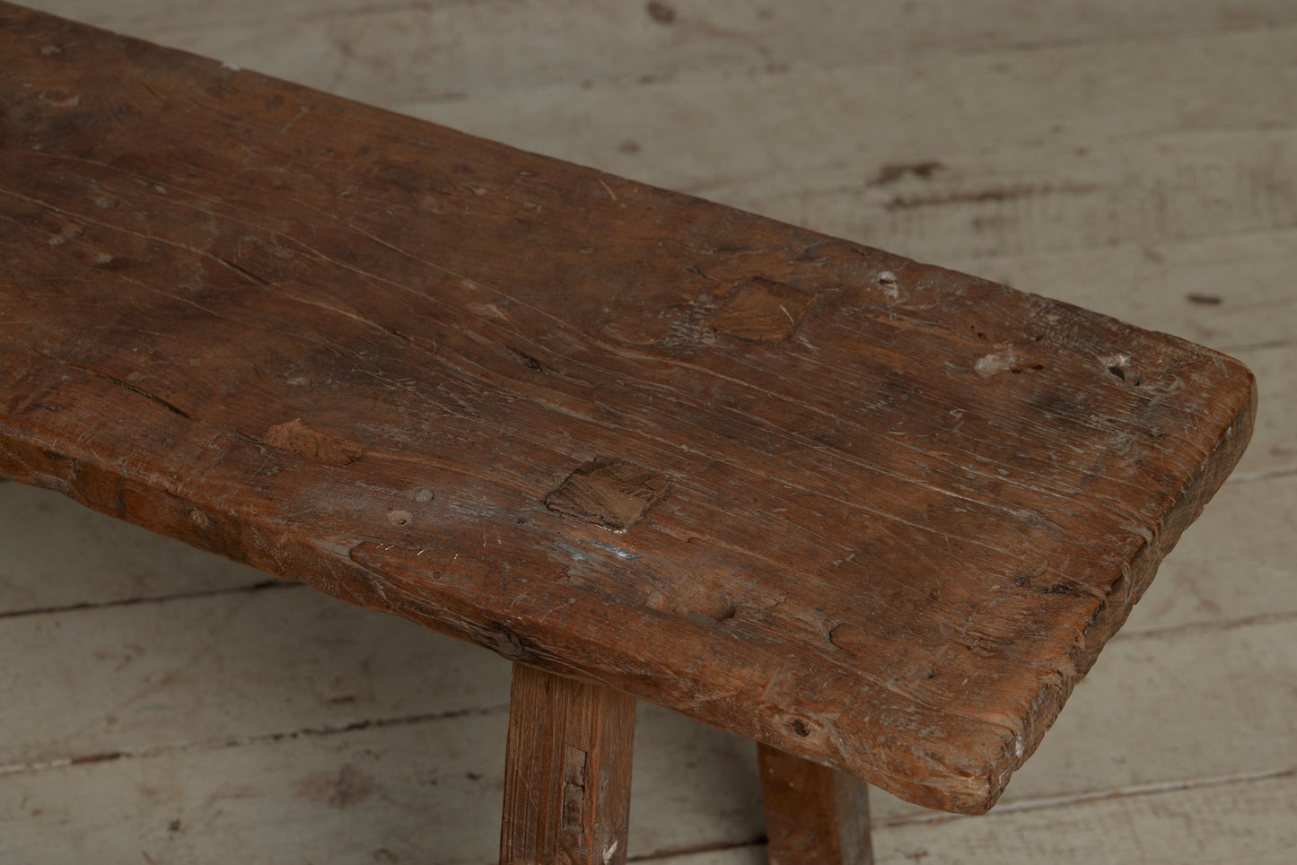 Wide Top Splayed Leg Teak Flat Bench from Jakarta