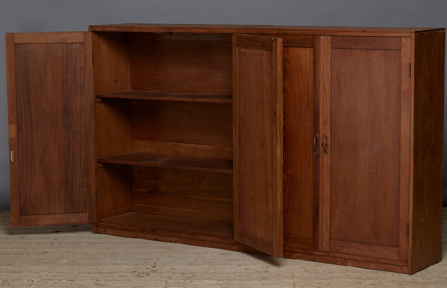 Mid Century Modern Four Door Simple Teak Cabinet