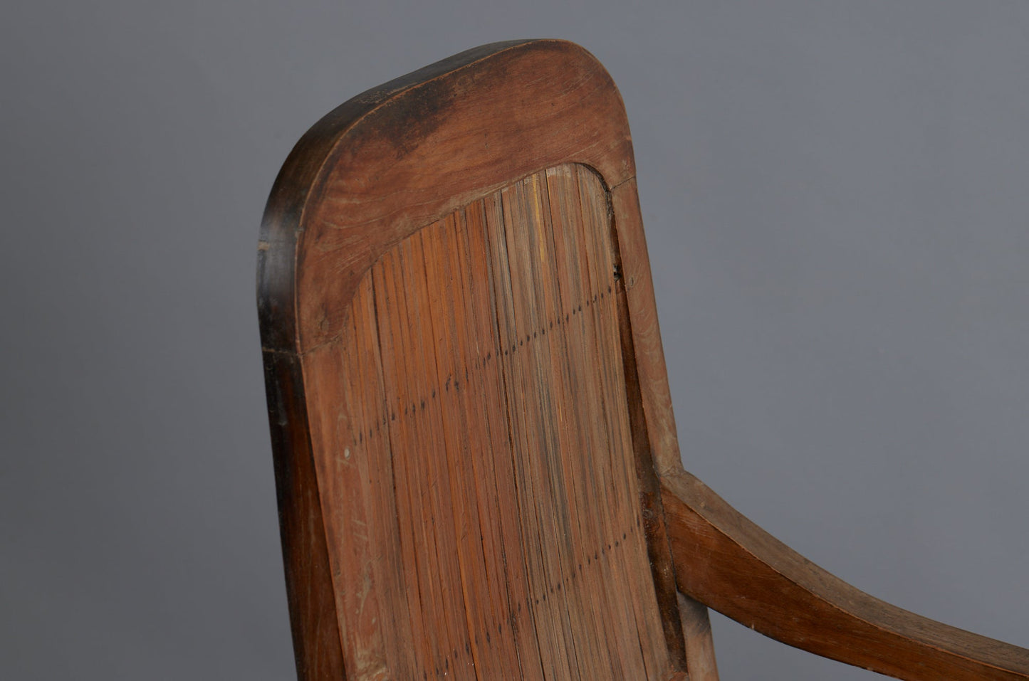 1910 Teak and Bamboo Simple Arm Chair with a Rolled Top