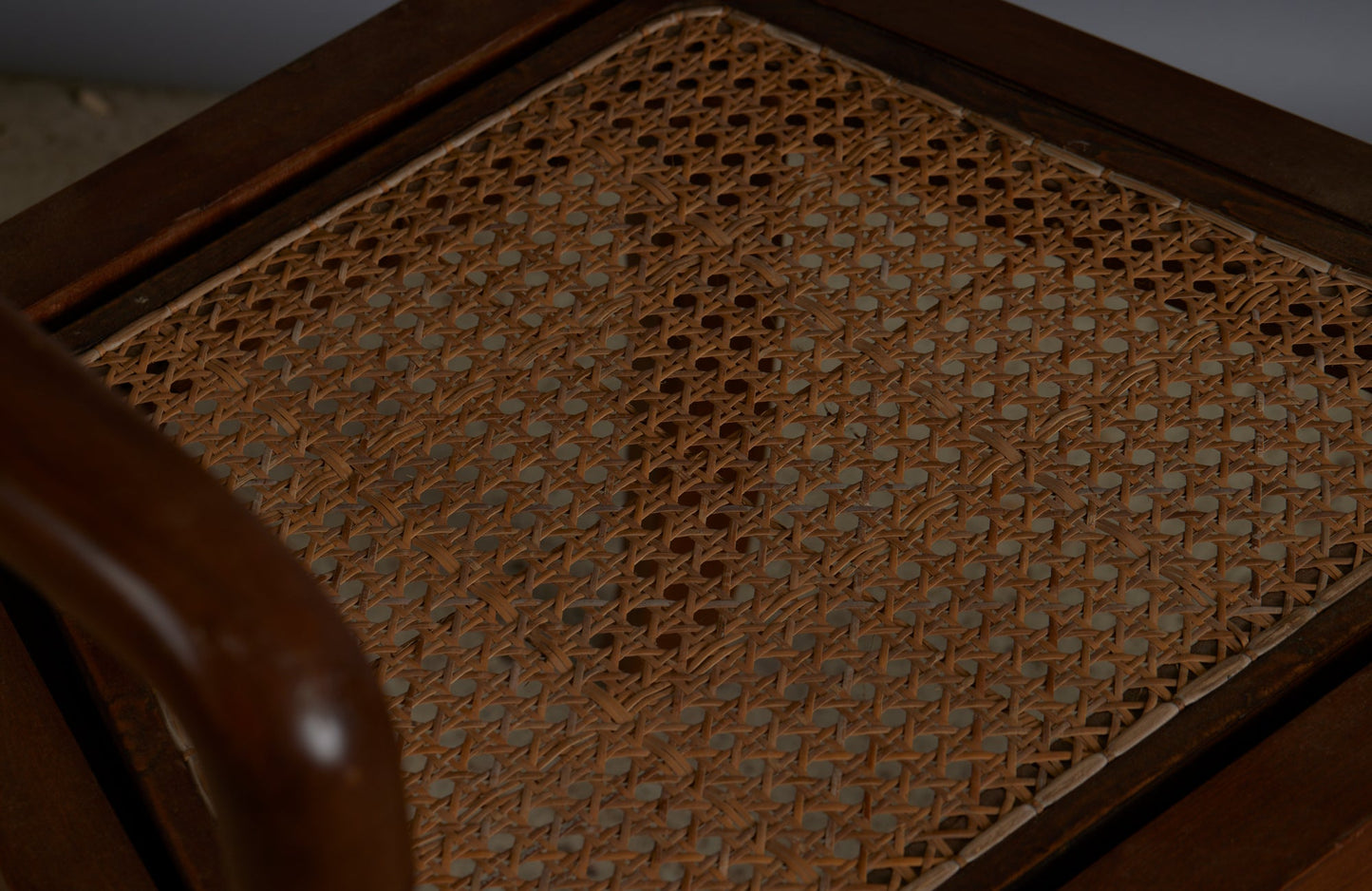 Rolled Arm Dutch Colonial Teak Side Chair with Turned Legs and a Removable Rattan Seat