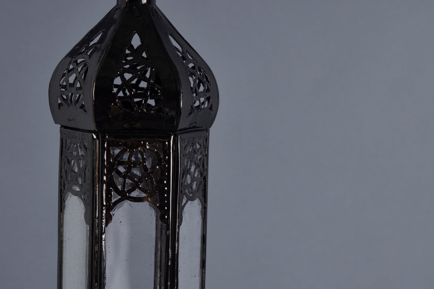 Small Bullet Shaped Tin & Glass Hanging Moroccan Lantern