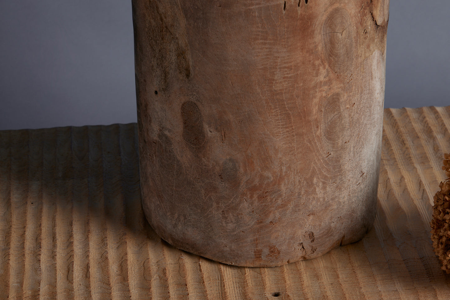 Solid Teak Primitive Cylinder Shaped Stool from Borneo