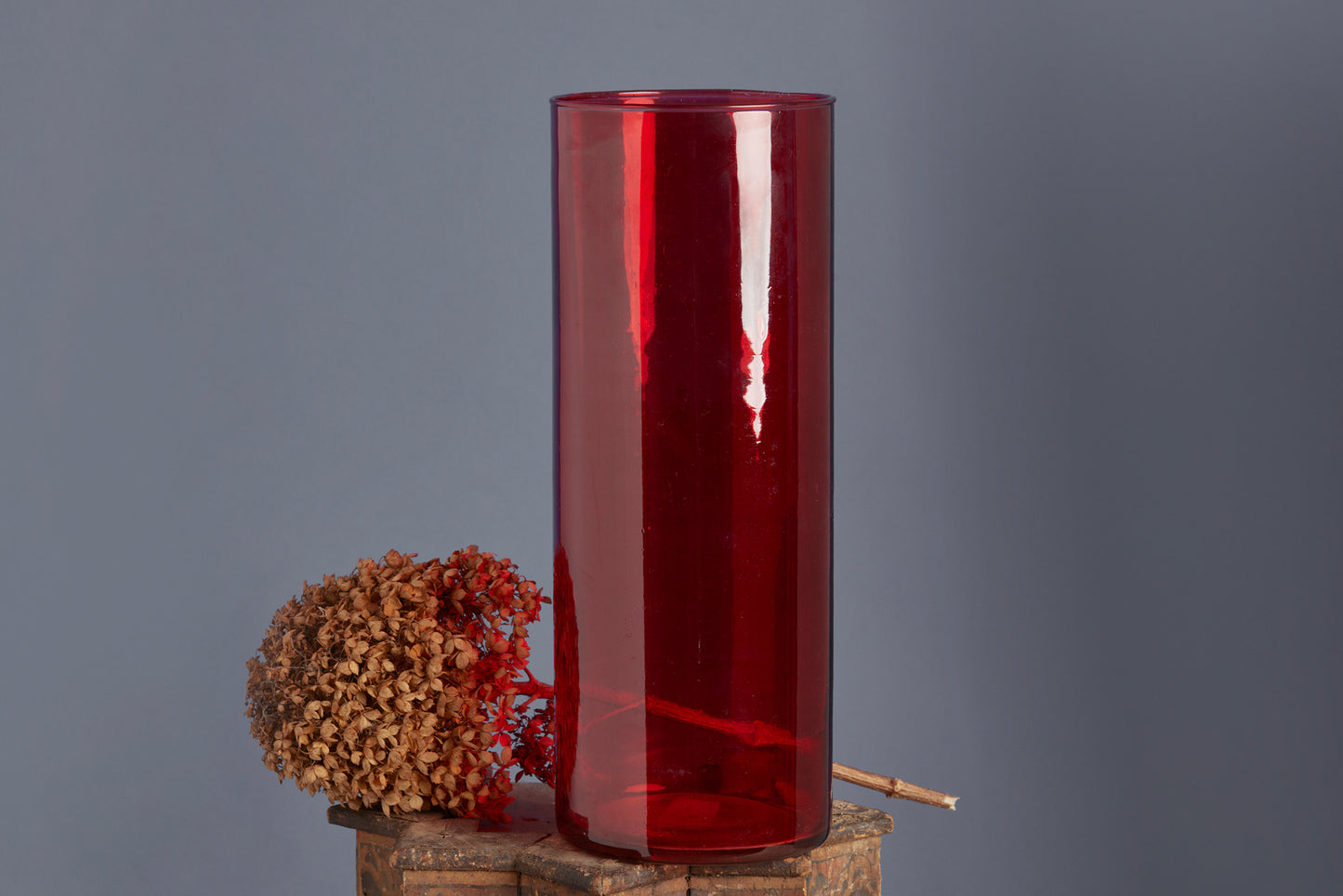 Hand Blown Claret Colored Flashed Glass Vase from Marrakesh
