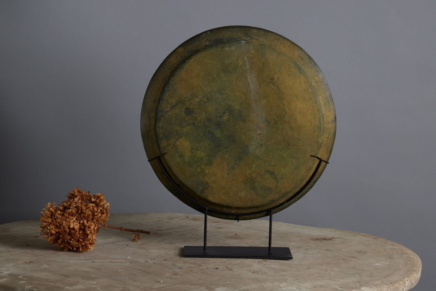 Large 17th Century Mounted Bronze Offering Tray Excavated from the Musi River in Sumatra