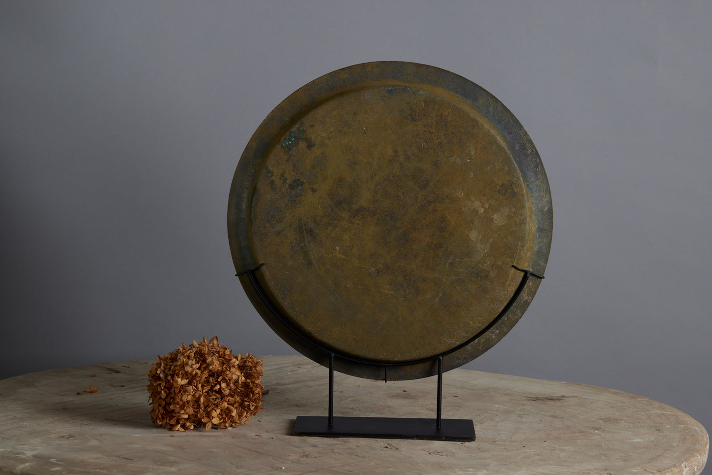 Large 17th Century Mounted Bronze Offering Tray Excavated from the Musi River in Sumatra