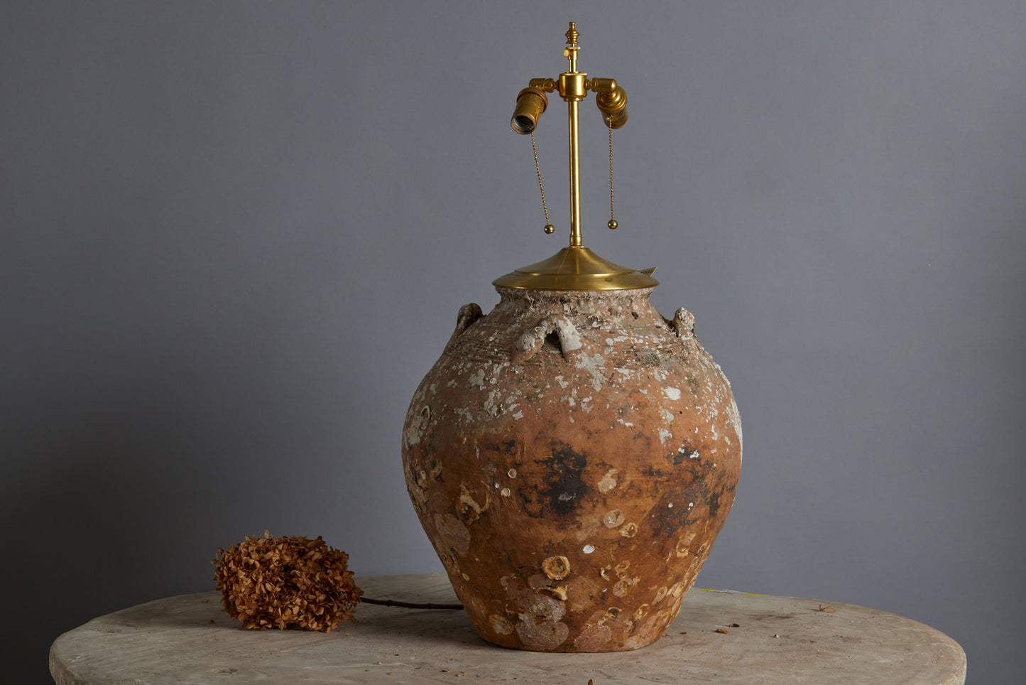 Large Shell Encrusted Sung Dynasty Shipwreck Pot as a Lamp