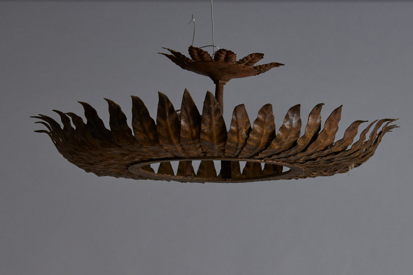1940s Spanish Gilt Iron Ceiling Mounted Fixture