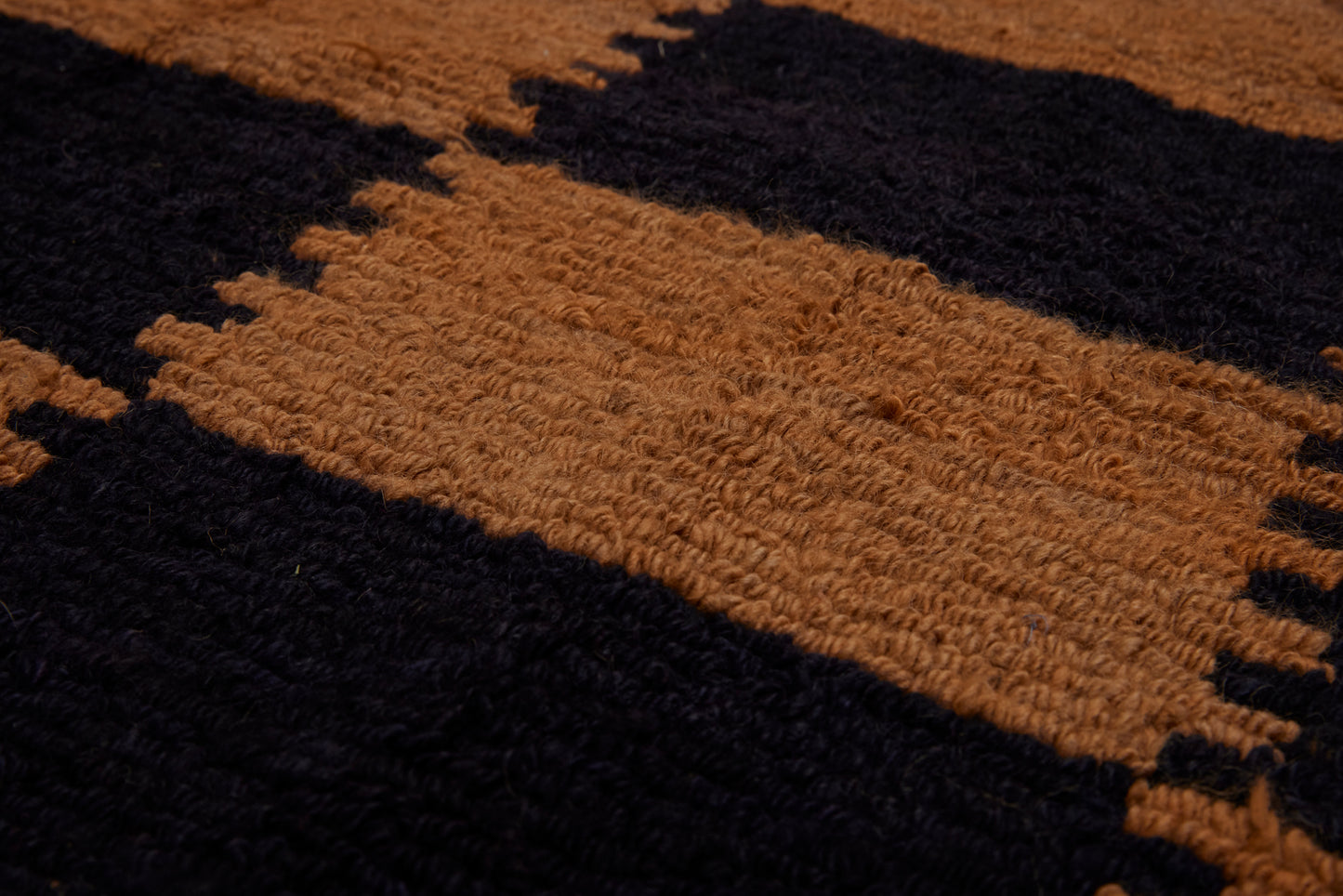 Black & Camel Coloured Konya Tulu with Interlocking Pattern .............. (5'4''x 5'9'')