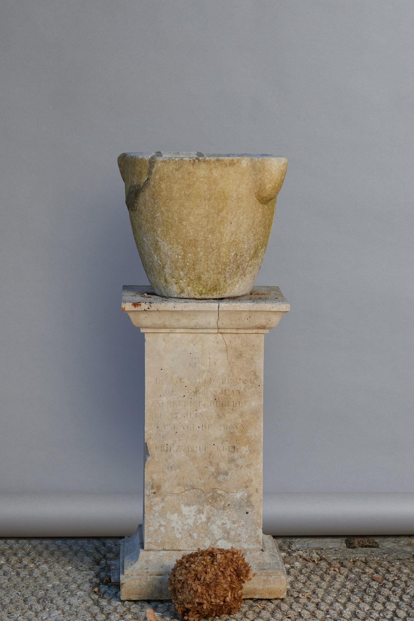 17th Century Central European White Marble Mortar