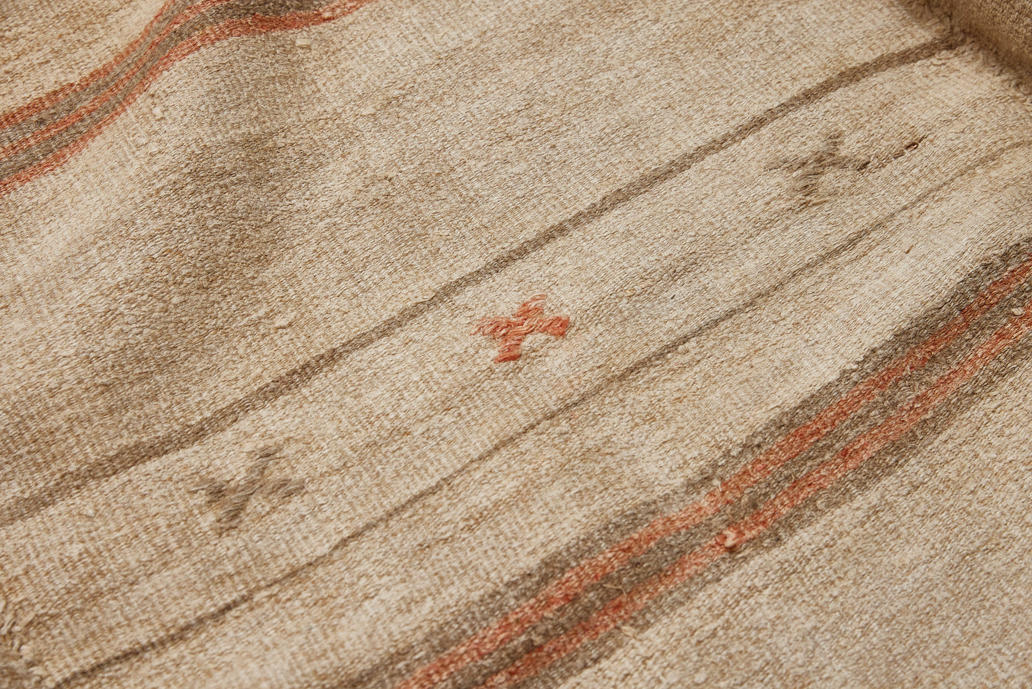 Large Hemp Carpet From Northern Iran with Grey and Peach Stripes..............(5' 4'' x 11' 11'')