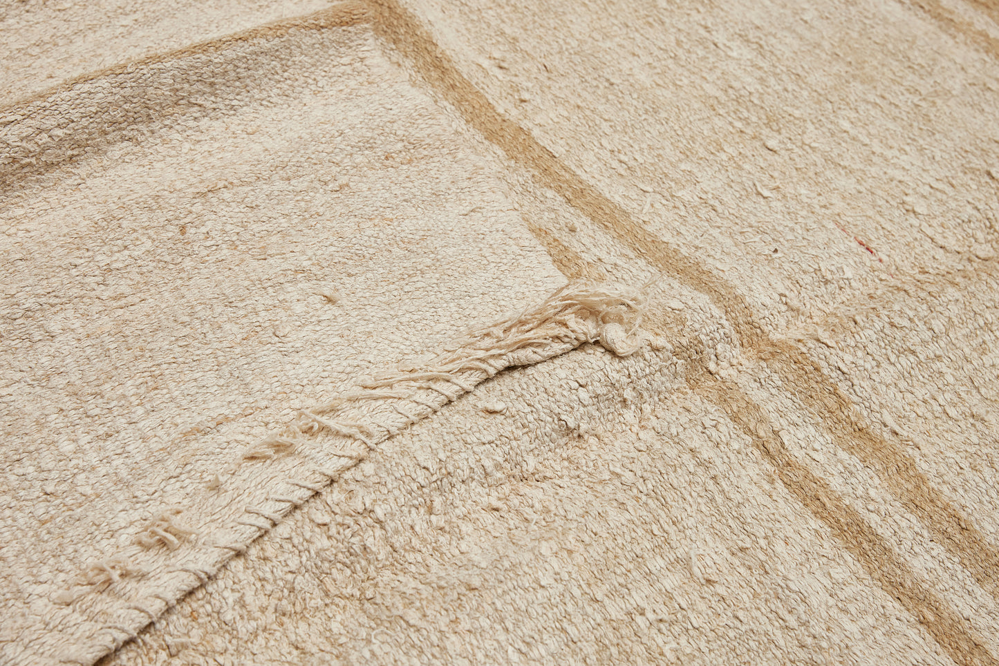 Large Hemp Carpet with Pale Double & Triple Brown Stripes (5' 10" x 13' 1")