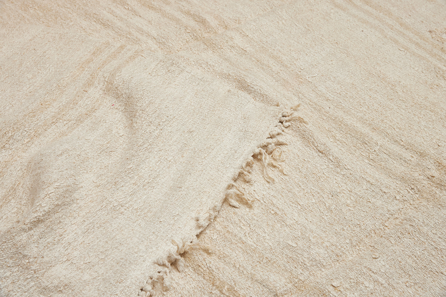 Large Pale Hemp Carpet with Triple Beige Stripes (6' x 13' 6")