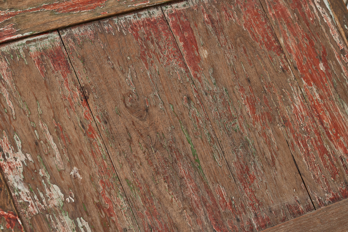 Dutch Colonial Teak Chaise from Sumatra with Traces of Red Paint