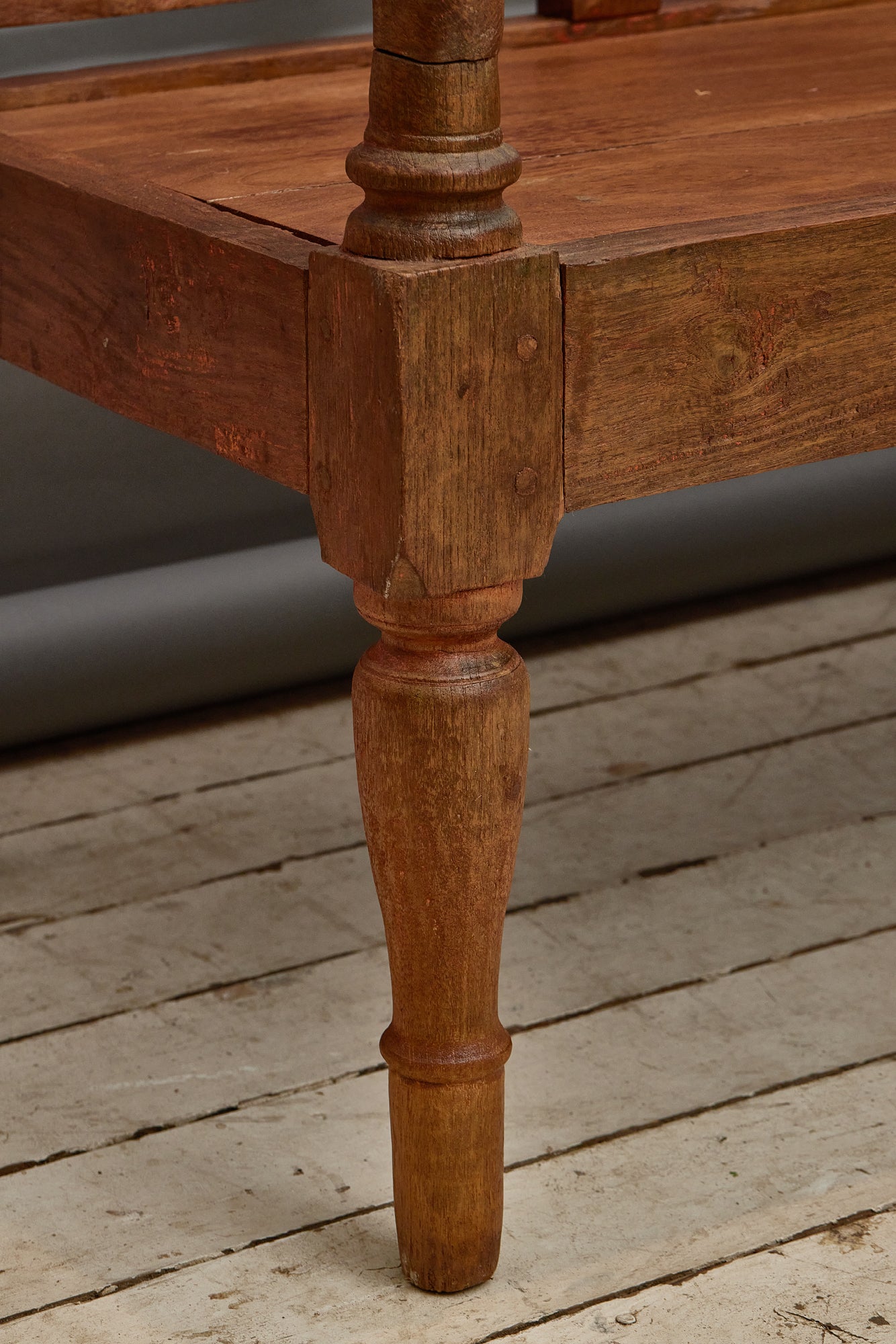 Teak Dutch Colonial Bench with Strong Arms & Legs From the Island of Java