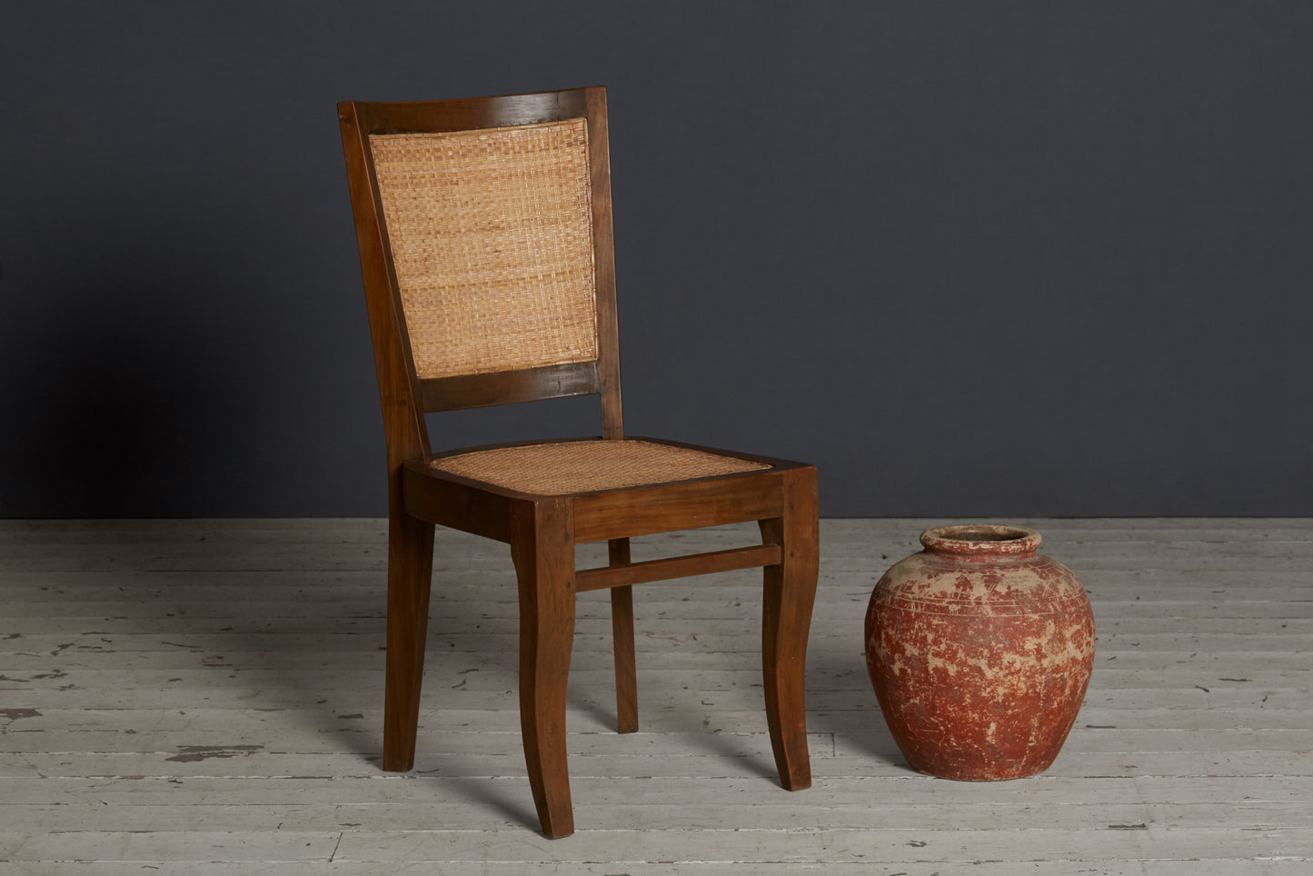 Teak & Rattan Side Chair