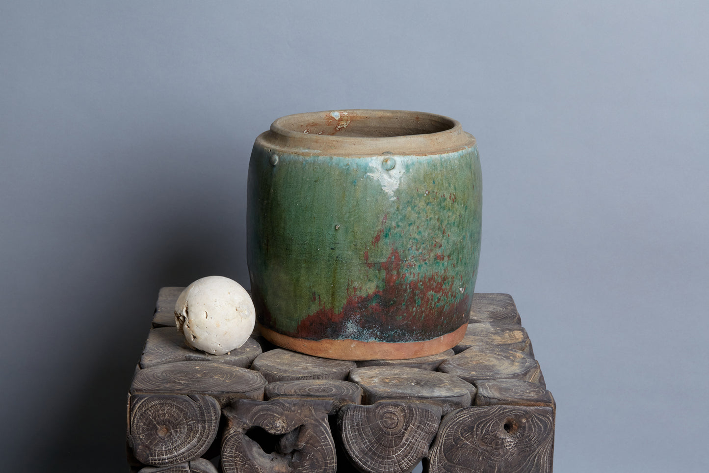 19th Century Green Salt Glazed Storage Jar from Borneo