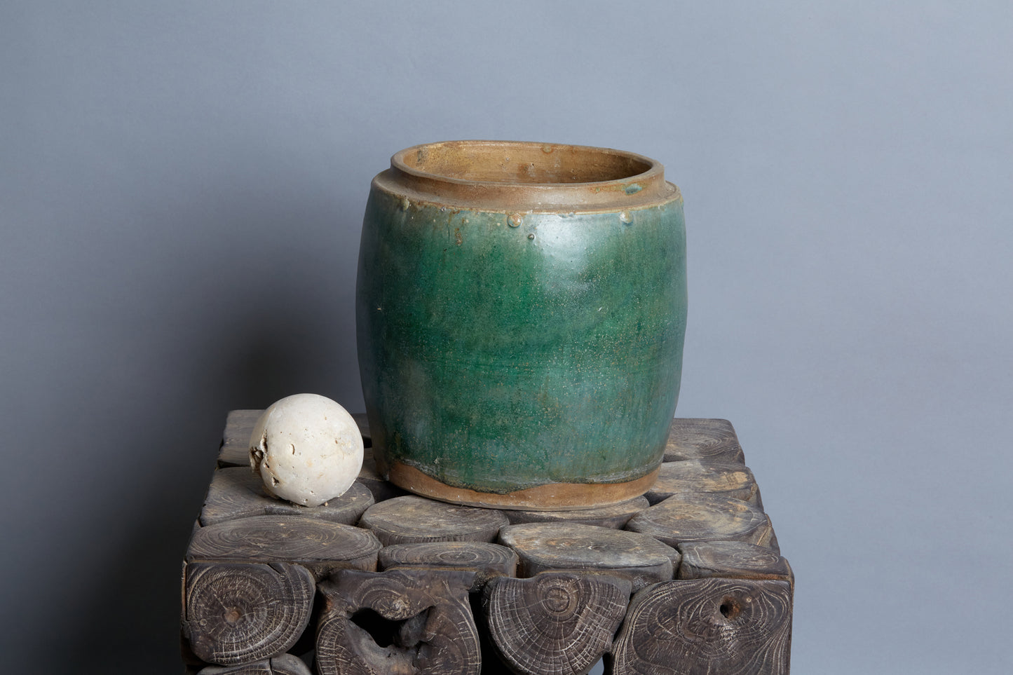 19th Century Green Salt Glazed Storage Jar from Borneo