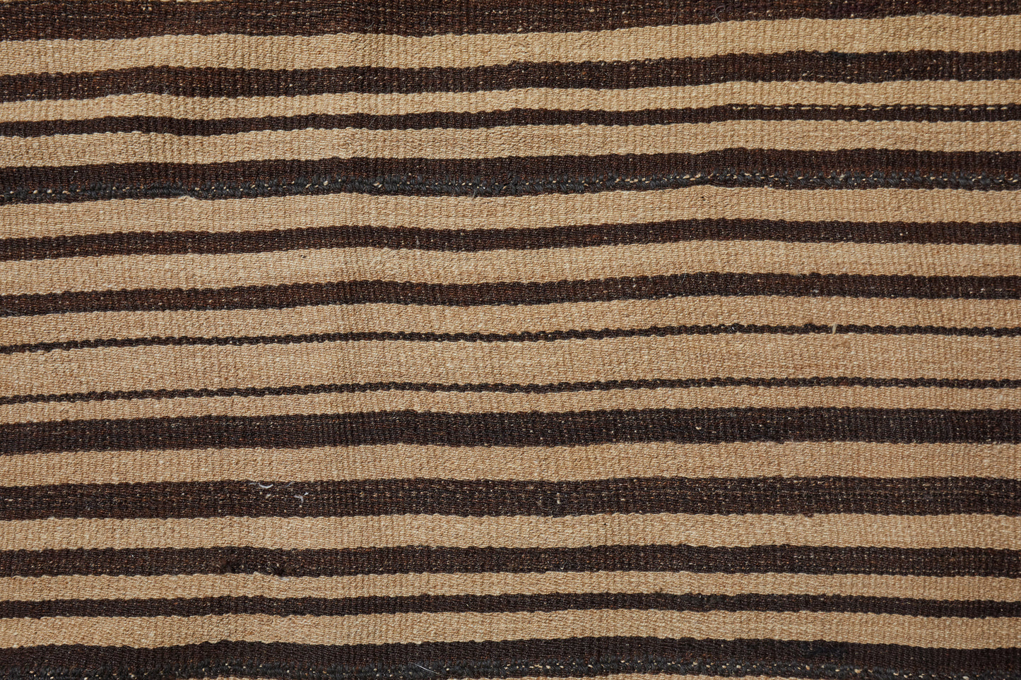 Natural Stripe Brown and Cream Goat Hair and Hemp Anatolian Striped Carpet (6' 6'' x 9' 2'')