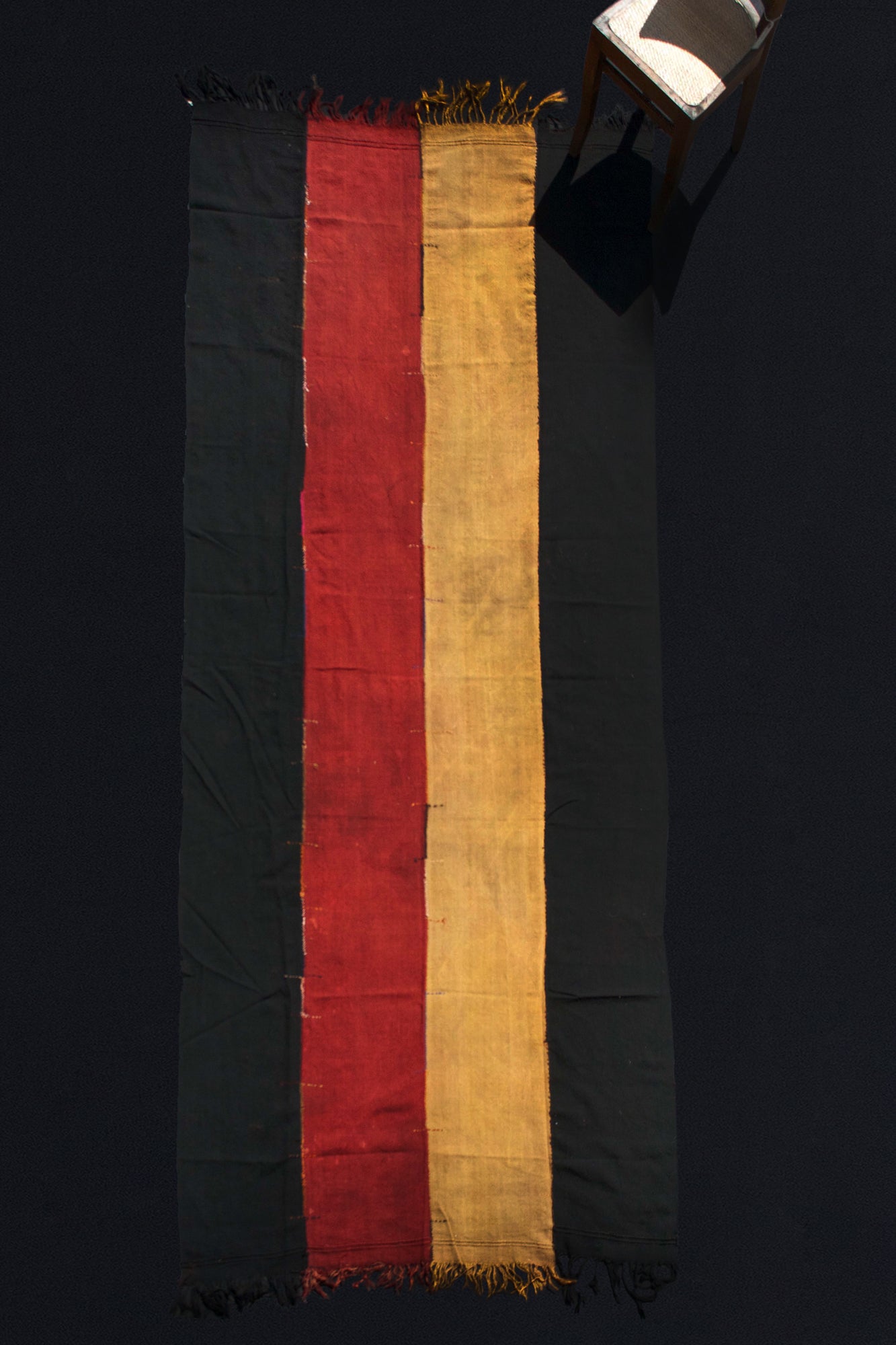 Red, Black and Ochre Striped Perde (5' 4" x 12' 8")
