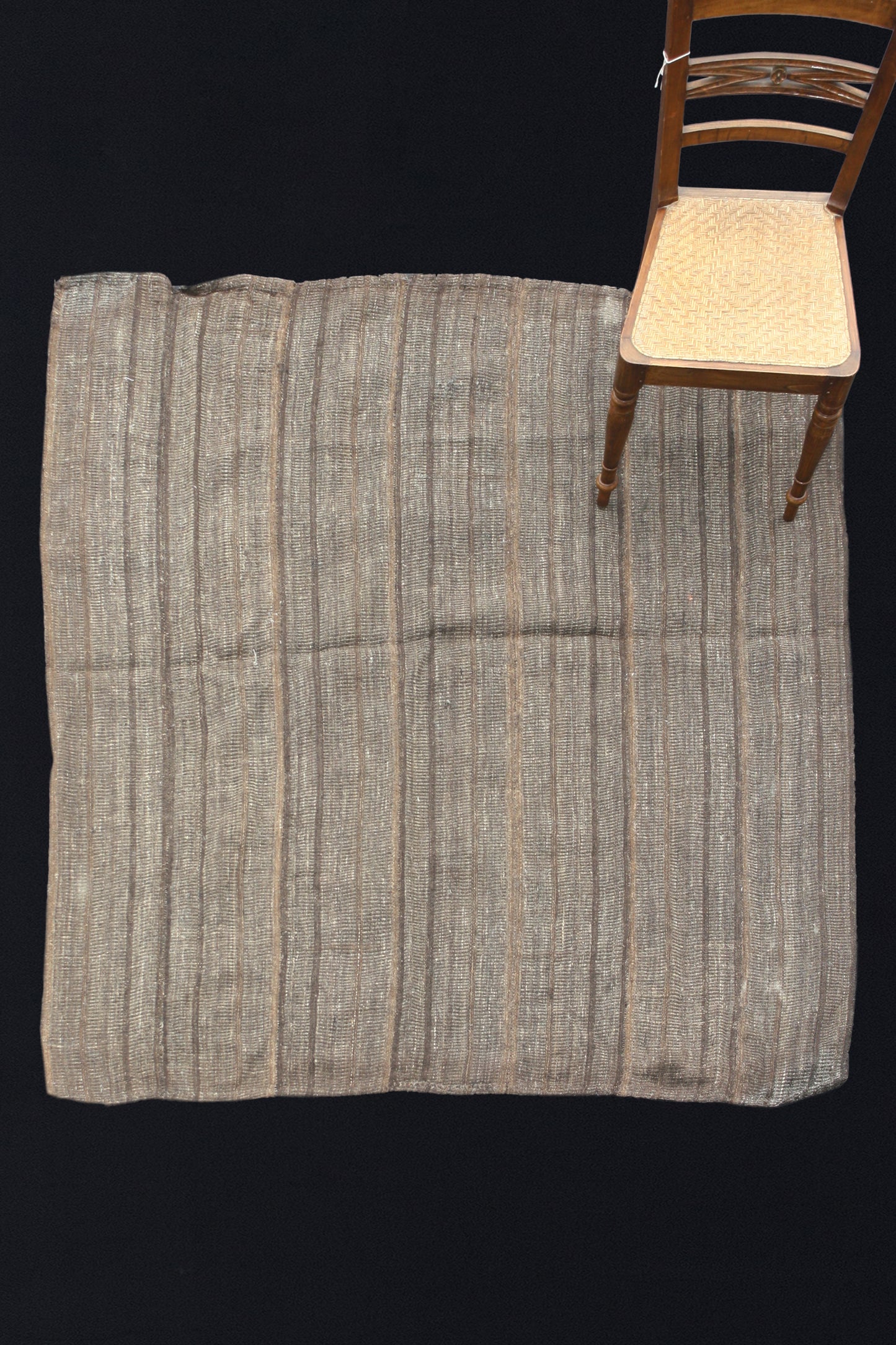 Bedouin Goat Hair Carpet with Thin Brown Stripes (5' 5" x 6' 4")