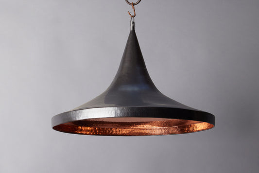 Hammered Copper Large Tall Tea Hat Pendant