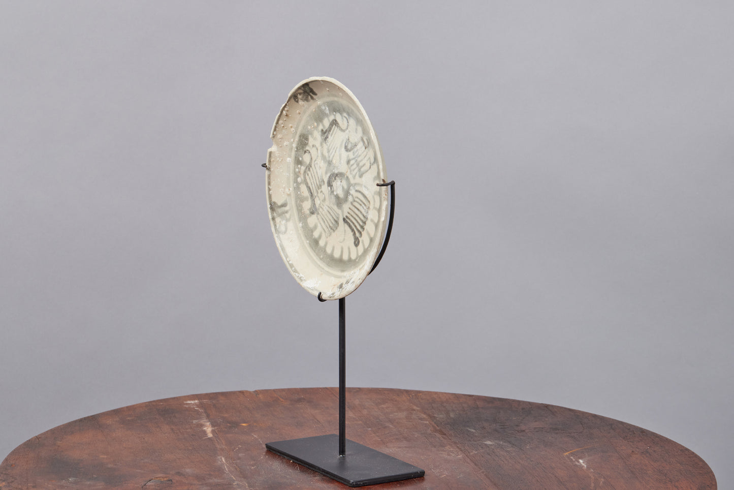 Shipwreck Late 18th/Early 19th Century Blue & White Export Trade Plate Mounted on Stand