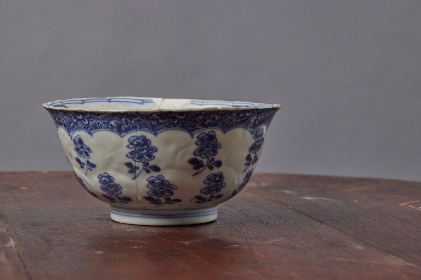 Early 18th Century Kangxi Bowl with Lotus Bud Debossed Body